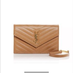 YSL Envelope Quilted Leather Chain Wallet